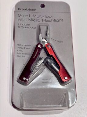 Brookstone 8-in-1 Multi-Tool with Micro Flashlight - Red
